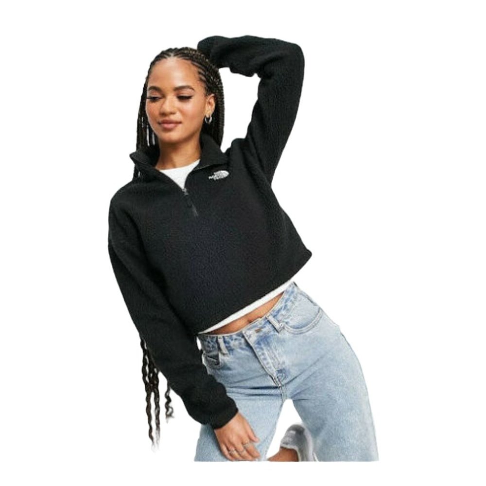 The North Face Women's Jacket 1/2 Zip Cropped Glacier Soft Fleece Pullover XS